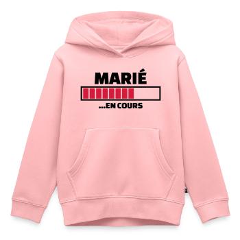 marié en cours - Sweat Premium à capuche enfant bio - rose - Devant - AI Model Kid Female (0cm)