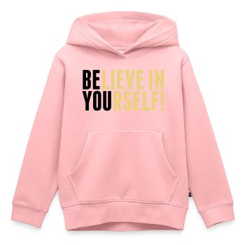 believe in yourself - be you - Kinder Premium Organic Hoodie - Rosa - Vorne - AI Model Kid Female (0cm)