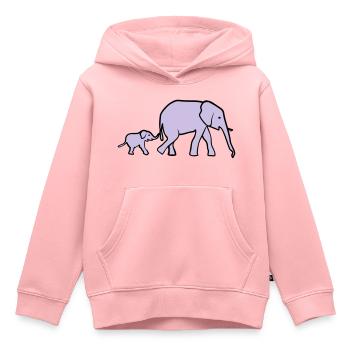 Elefant, Elefanten - Kinder Premium Organic Hoodie - Rosa - Vorne - AI Model Kid Female (0cm)