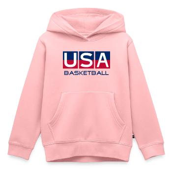 USA Basketball - National Colors - United States - Kinder Premium Organic Hoodie - Rosa - Vorne - AI Model Kid Female (0cm)