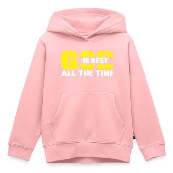 Dieu est le meilleur tout le temps - Sweat Premium à capuche enfant bio - rose - Devant - AI Model Kid Female (0cm)