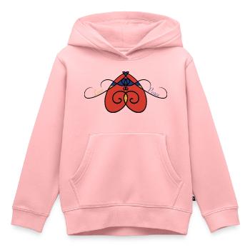 Love and peace - Sweat Premium à capuche enfant bio - rose - Devant - AI Model Kid Female (0cm)