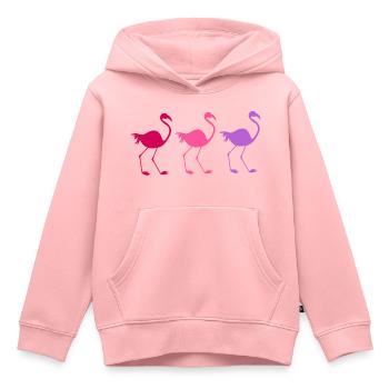 Three colorful flamingos - Kids Premium Organic Hoodie - rose - Front - AI Model Kid Female (0cm)