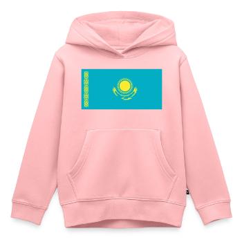 Kazakhstan Flag / Drapeau Kazakhstan - Sweat Premium à capuche enfant bio - rose - Devant - AI Model Kid Female (0cm)