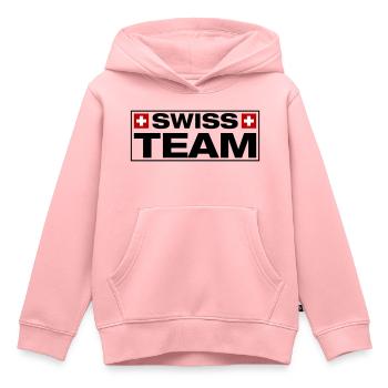 Team Swiss Schweiz - Kinder Premium Organic Hoodie - Rosa - Vorne - AI Model Kid Female (0cm)