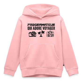 Reisende & Programmierer: Leidenschaft & Entdeckung - Kinder Premium Organic Hoodie - Rosa - Vorne - AI Model Kid Female (0cm)