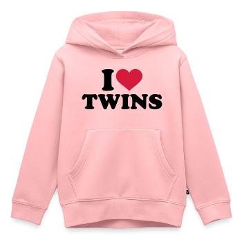 I love twins - Sweat Premium à capuche enfant bio - rose - Devant - AI Model Kid Female (0cm)