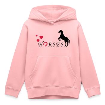 Ich liebe Pferde - Kinder Premium Organic Hoodie - Rosa - Vorne - AI Model Kid Female (0cm)