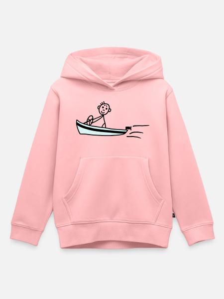Männchen fährt Motorboot - V2 - Kinder Premium Organic Hoodie - Rosa