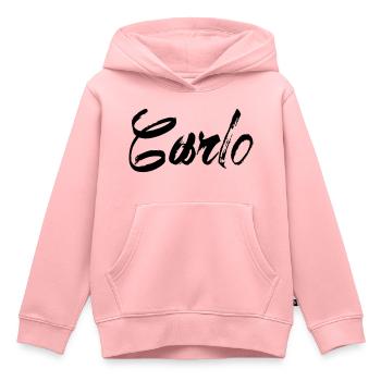 Carlo - Sweat Premium à capuche enfant bio - rose - Devant - AI Model Kid Female (0cm)