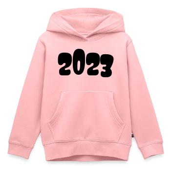 2023 - Jahr - Linie - Jahreswechsel - Kinder Premium Organic Hoodie - Rosa - Vorne - AI Model Kid Female (0cm)