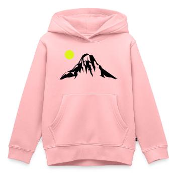 Montagnes Montagnes - Sweat Premium à capuche enfant bio - rose - Devant - AI Model Kid Female (0cm)
