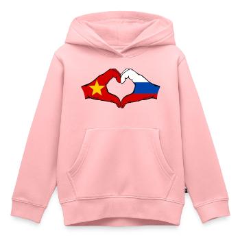 Vietnam Russland Flagge Hände Herzform - Kinder Premium Organic Hoodie - Rosa - Vorne - AI Model Kid Female (0cm)