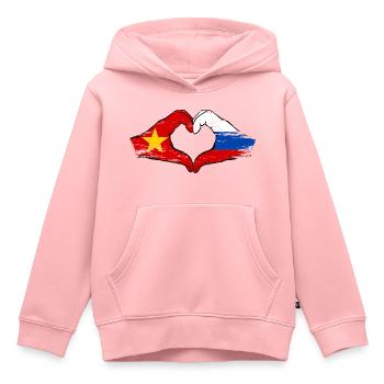 Vietnam Russland Flagge Hände Herzform used - Kinder Premium Organic Hoodie - Rosa - Vorne - AI Model Kid Female (0cm)