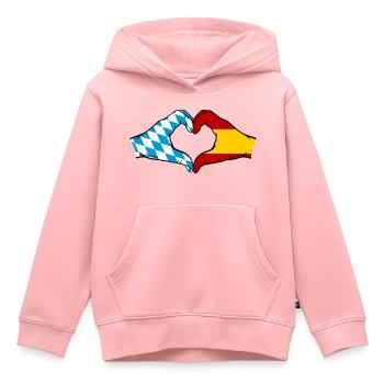 Bavière, Espagne, Drapeau, Aiguilles, Coeur - Sweat Premium à capuche enfant bio - rose - Devant - AI Model Kid Female (0cm)