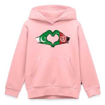 Pakistan Afghanistan drapeau mains coeur - Sweat Premium à capuche enfant bio - rose - Devant - AI Model Kid Female (0cm)