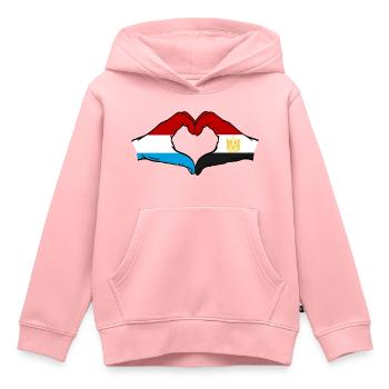 Luxemburg Ägypten Flagge Haende Herzform used - Kinder Premium Organic Hoodie - Rosa - Vorne - AI Model Kid Female (0cm)