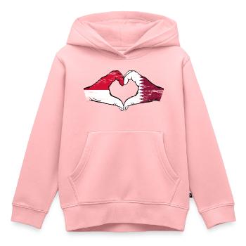 Monaco Katar Flagge Haende Herzform used - Kinder Premium Organic Hoodie - Rosa - Vorne - AI Model Kid Female (0cm)
