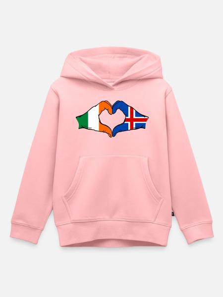 Irland Island Flagge Hände Herzform - Kinder Premium Organic Hoodie - Rosa