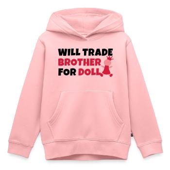 Will trade brother for doll - Kinder Premium Organic Hoodie - Rosa - Vorne - AI Model Kid Female (0cm)