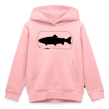 Truite avec leurre souple - Sweat Premium à capuche enfant bio - rose - Devant - AI Model Kid Female (0cm)