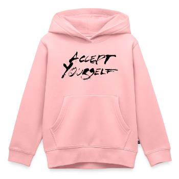 Acceptez-vous noir - Sweat Premium à capuche enfant bio - rose - Devant - AI Model Kid Female (0cm)