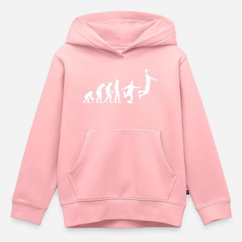 Evolution Basketball - du singe à l'dunk - Sweat Premium à capuche enfant bio - rose