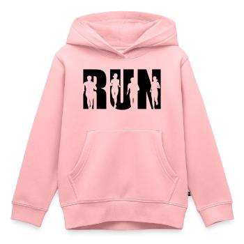 Run, Running Team, Runner - Sweat Premium à capuche enfant bio - rose - Devant - AI Model Kid Female (0cm)
