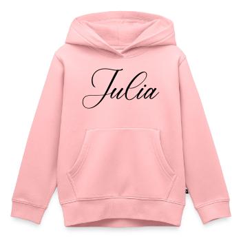 Nom de Julia - Sweat Premium à capuche enfant bio - rose - Devant - AI Model Kid Female (0cm)