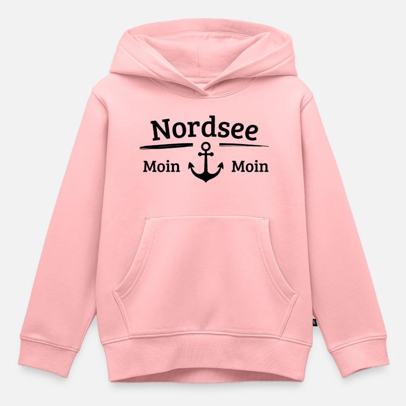 Ancre Moin Mer du Nord Maritime - Sweat Premium à capuche enfant bio - rose