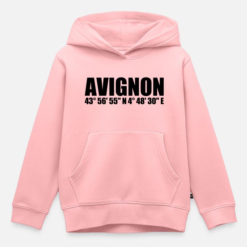 Coordonnées d’Avignon - Sweat Premium à capuche enfant bio - rose