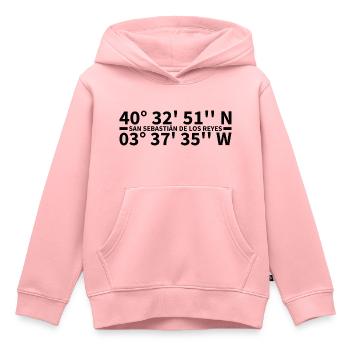 San Sebastián de los Reyes Koordinaten - Kinder Premium Organic Hoodie - Rosa - Vorne - AI Model Kid Female (0cm)