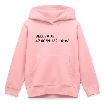 Bellevue Washington USA Koordinaten - Kinder Premium Organic Hoodie - Rosa - Vorne - AI Model Kid Female (0cm)