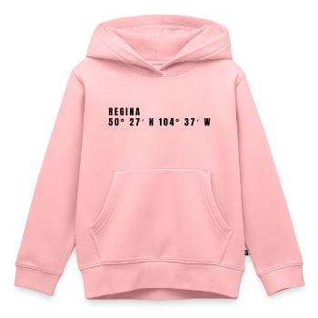 Coordonnées de Regina Canada - Sweat Premium à capuche enfant bio - rose - Devant - AI Model Kid Female (0cm)