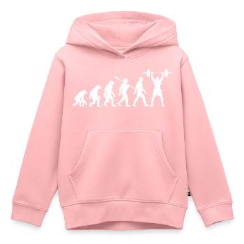 Evolution - Haltérophilie - Musculation - Sweat Premium à capuche enfant bio - rose - Devant - AI Model Kid Female (0cm)