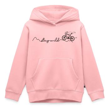 Fuchs, Fahrrad, Berge. Stay Wild! - Kinder Premium Organic Hoodie - Rosa - Vorne - AI Model Kid Female (0cm)
