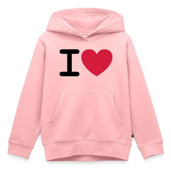 I * heart * - Sweat Premium à capuche enfant bio - rose - Devant - AI Model Kid Female (0cm)
