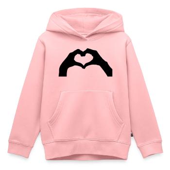 finger herz - Kinder Premium Organic Hoodie - Rosa - Vorne - AI Model Kid Female (0cm)