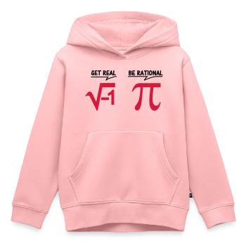 obtenez vrai - être rationnel (2c) - Sweat Premium à capuche enfant bio - rose - Devant - AI Model Kid Female (0cm)