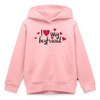 amour - Sweat Premium à capuche enfant bio - rose - Devant - AI Model Kid Female (0cm)