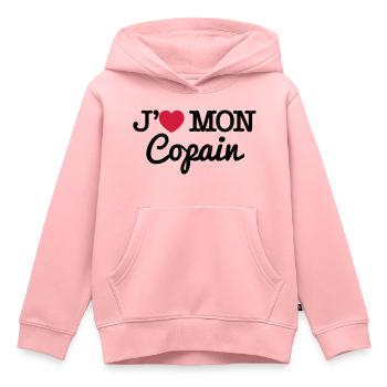 J'aime mon copain - Sweat Premium à capuche enfant bio - rose - Devant - AI Model Kid Female (0cm)