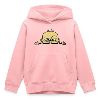 boeses gesicht verstecken mauer schild lustig comi - Kinder Premium Organic Hoodie - Rosa - Vorne - AI Model Kid Female (0cm)