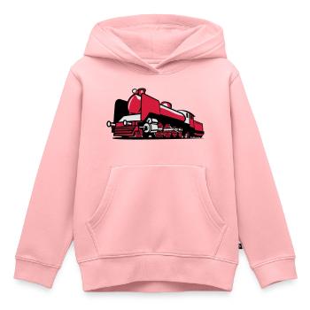 dampflok chemin de fer tendre - Sweat Premium à capuche enfant bio - rose - Devant - AI Model Kid Female (0cm)