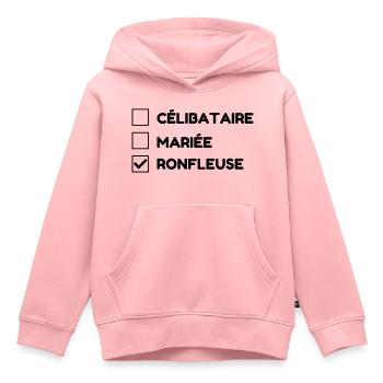 Ronfler / Ronfleur / Ronfleuse / Ronflement - Sweat Premium à capuche enfant bio - rose - Devant - AI Model Kid Female (0cm)
