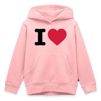 I love Logo Design Liebe rotes Herz Heart Schrift - Kinder Premium Organic Hoodie - Rosa - Vorne - AI Model Kid Female (0cm)