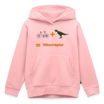 vélociraptor - Sweat Premium à capuche enfant bio - rose - Devant - AI Model Kid Female (0cm)