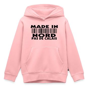 made in NORD PAS DE CALAIS (1c) - Sweat Premium à capuche enfant bio - rose - Devant - AI Model Kid Female (0cm)