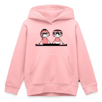 2 amis amies couple duo amour mixe pla pla - Sweat Premium à capuche enfant bio - rose - Devant - AI Model Kid Female (0cm)