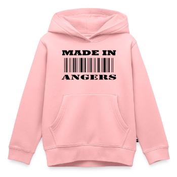 Made in ANGERS - Kids Premium Organic Hoodie - rose - Front - AI Model Kid Female (0cm)