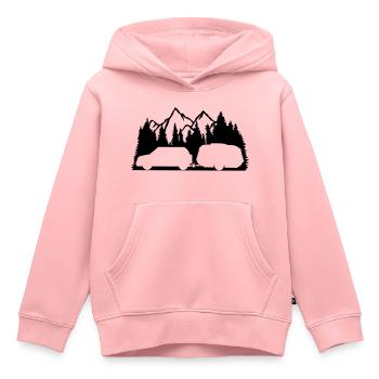 wald berge tannen gebirge wohnwagen gelaendewagen - Kinder Premium Organic Hoodie - Rosa - Vorne - AI Model Kid Female (0cm)
